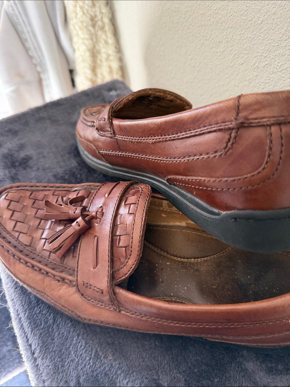 Dockers Men’s Chestnut Leather Woven Tassel Loafers